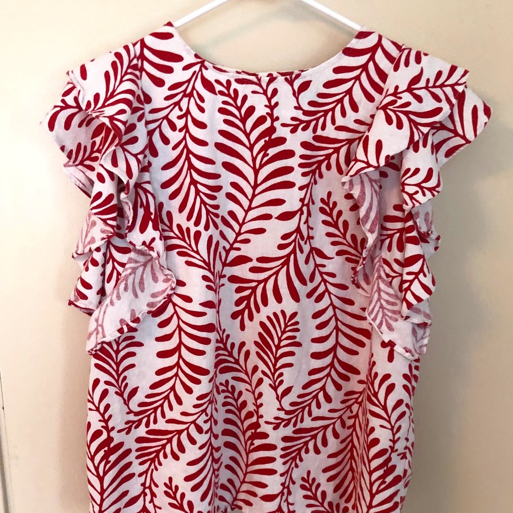 Medium Red and White patterned blouse